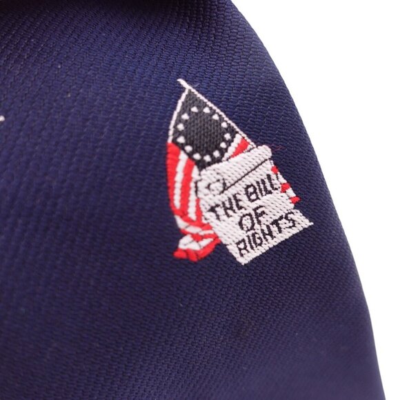 Unbranded Tie OS Blue Embroidered Bill Of Rights USA Flag Patriotic Adjustable - Picture 2 of 8